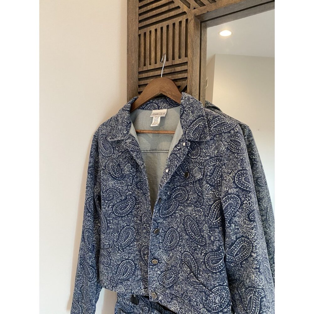 Joneswear 2 Piece Blue Paisley Jacket Mini Skirt Set Size 10 - Picture 3 of 14